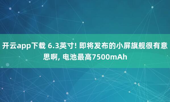 开云app下载 6.3英寸! 即将发布的小屏旗舰很有意思啊， 电池最高7500mAh