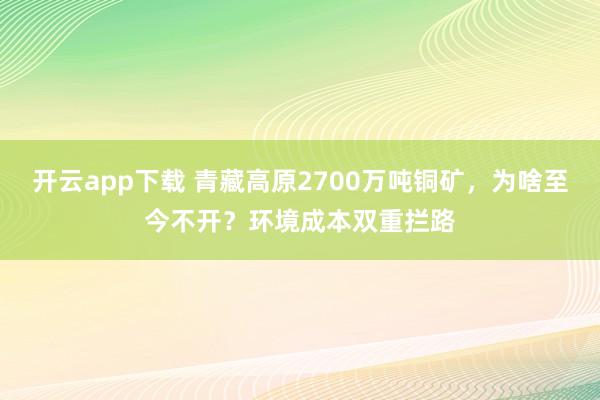 开云app下载 青藏高原2700万吨铜矿，为啥至今不开？环境成本双重拦路