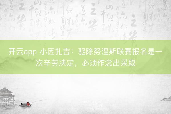 开云app 小因扎吉：驱除努涅斯联赛报名是一次辛劳决定，必须作念出采取